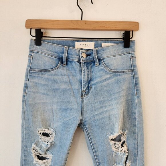 Pacsun Light Wash Jegging Skinny Jeans Stretch Distressed Women's 25 - Picture 4 of 7